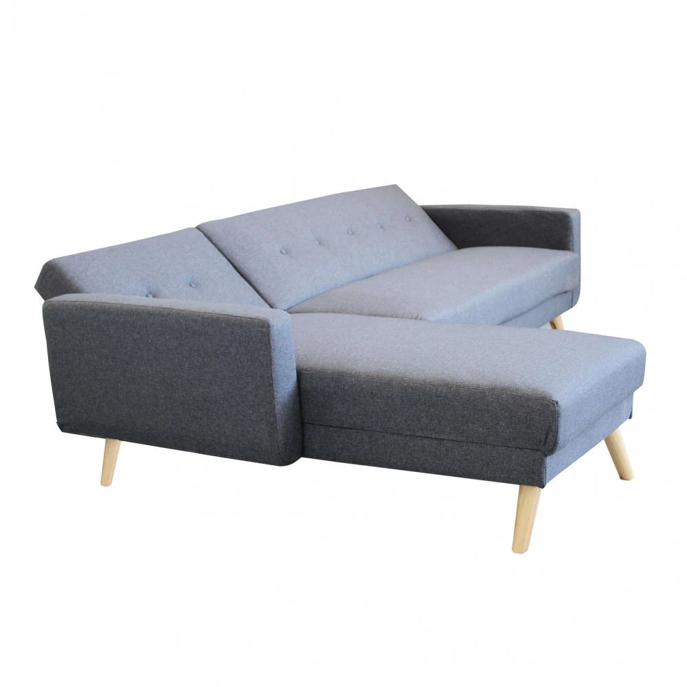 Divano Letto Arthur 176 cm in Tessuto Grigio Scuro Melange, struttura in metallo e legno, design versatile e funzionale, dettaglio schienale apertura letto