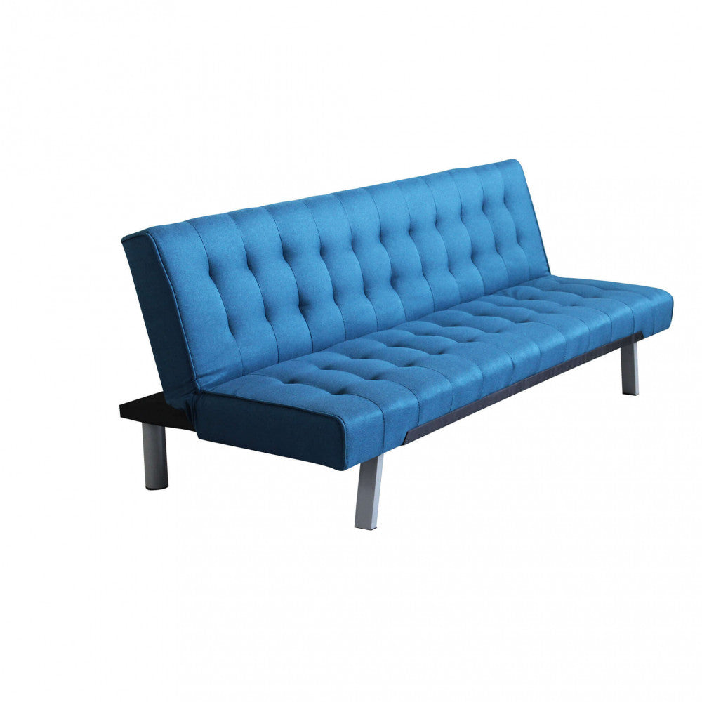 Divano Letto Barry 3 Posti in Tessuto Blu Mélange - HF807098 - foto 3