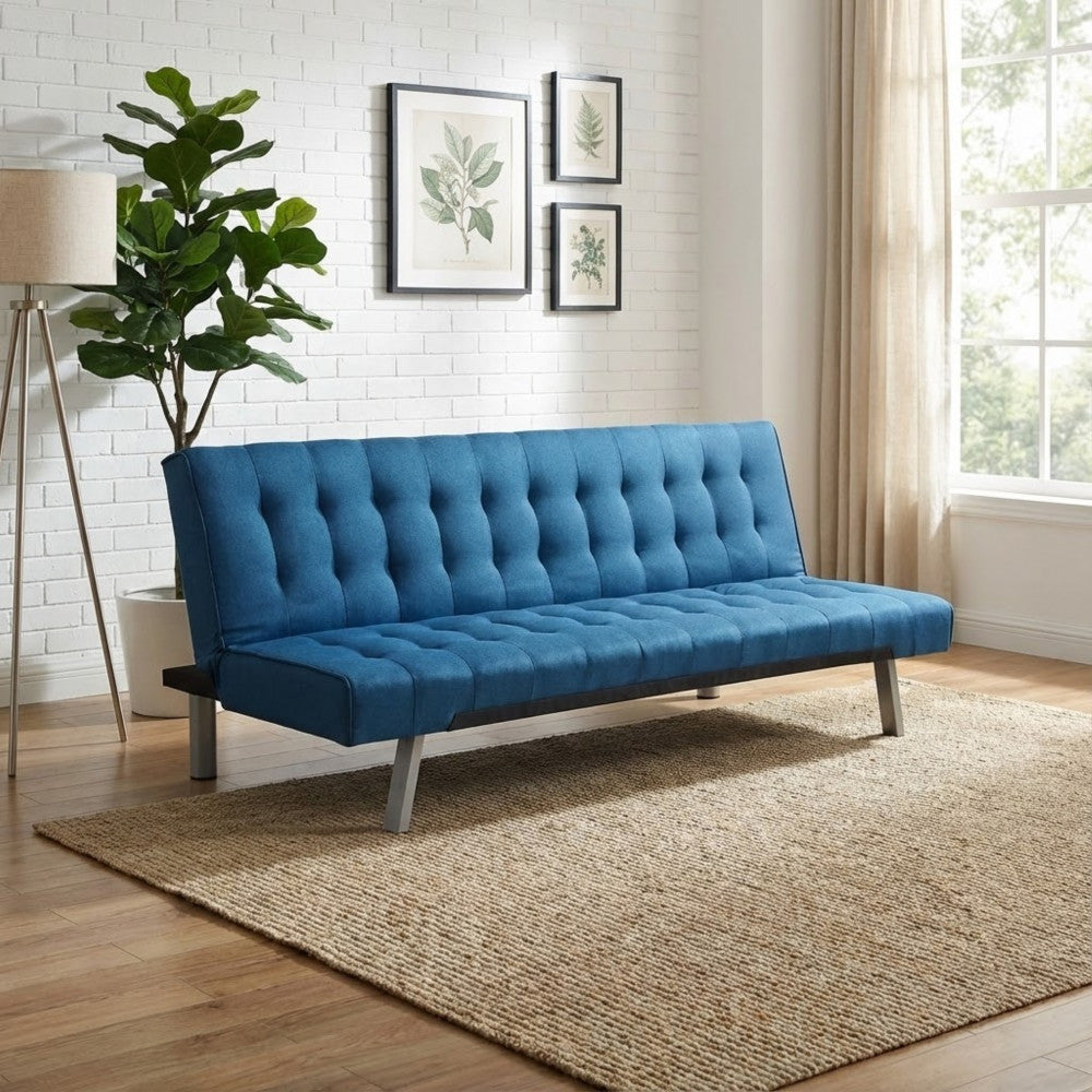 Divano Letto Barry 3 Posti in Tessuto Blu Mélange - HF807098 - foto 4