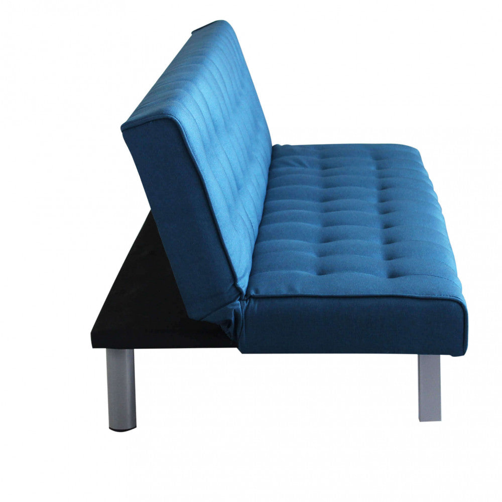 Divano Letto Barry 3 Posti in Tessuto Blu Mélange - HF807098 - foto 5