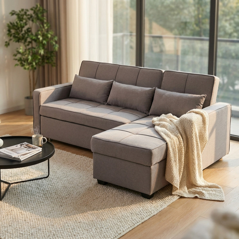 Divano Letto Cedric 3 Posti in Tessuto Grigio - HF807207-GREY - foto 2