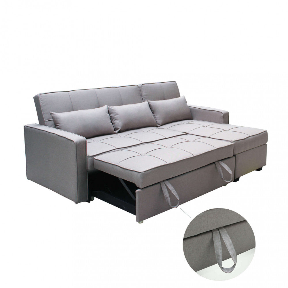Divano Letto Cedric 3 Posti in Tessuto Grigio - HF807207-GREY - foto 5