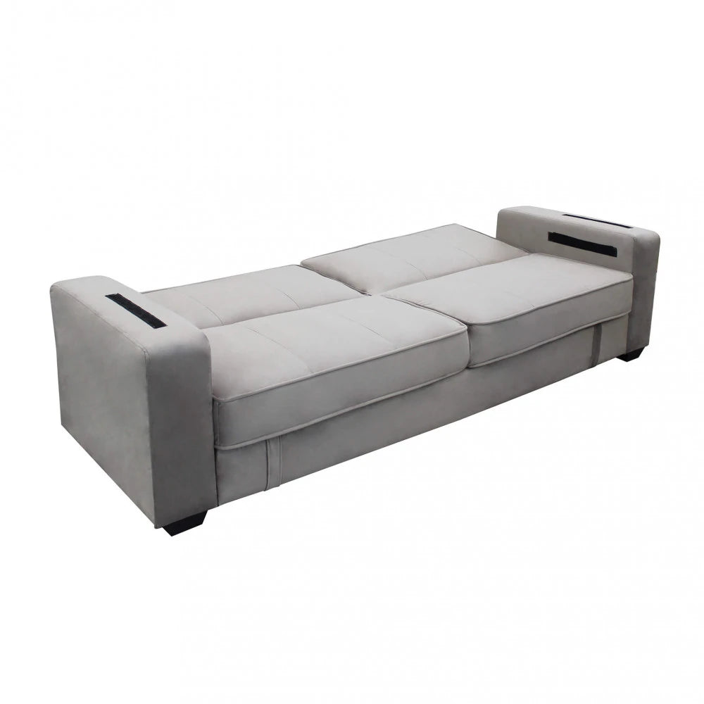 Divano Letto Darell 228 cm in Tessuto Tortora, trasformabile in letto, design moderno e grande seduta, modalità letto