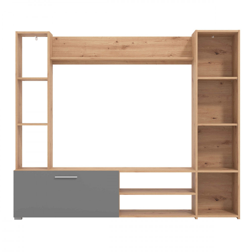 SOGGIORNO MATARO ROVERE ARTIGIANO E GRIGIO GRAFITE