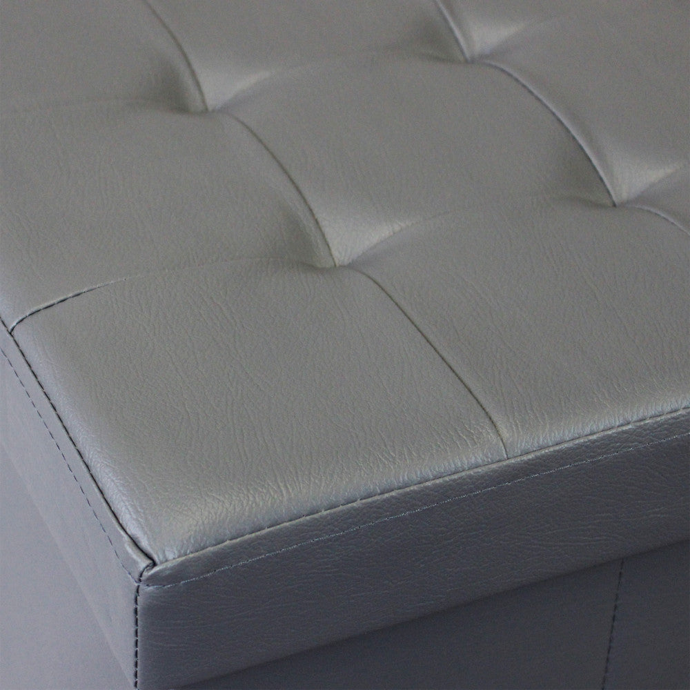 POUF CONTENITORE QUADRATO IN ECOPELLE GRIGIO