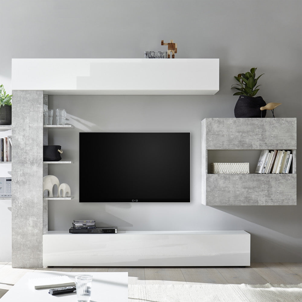 SOGGIORNO BIANCO LUCIDO/CEMENTO ENEA