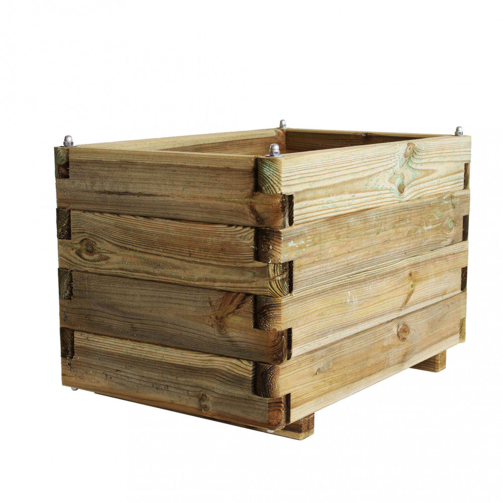 Dettaglio incastro in legno fioriera Cosma