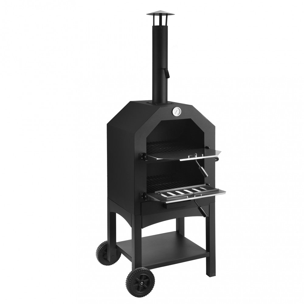 Forno per pizza Italy con sportelli aperti e griglie interne visibili su sfondo bianco.