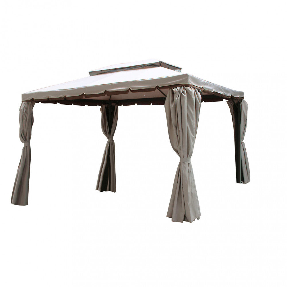 Vista frontale del gazebo Cosma Avana 3x4 isolato su sfondo bianco.