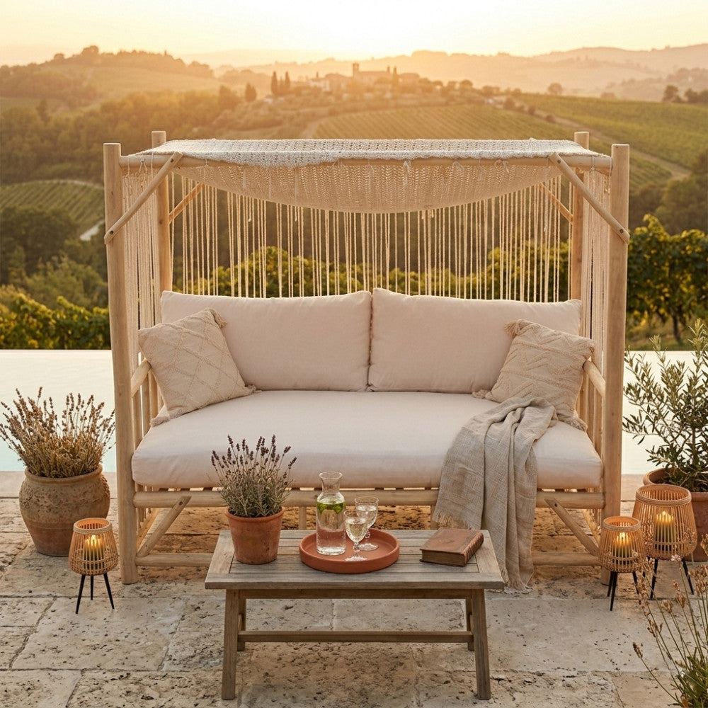 Gazebo Letto Cambrige in Teak con Cuscini 2 Posti - TE804324