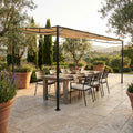 Gazebo pergola Cosma con struttura in acciaio scuro