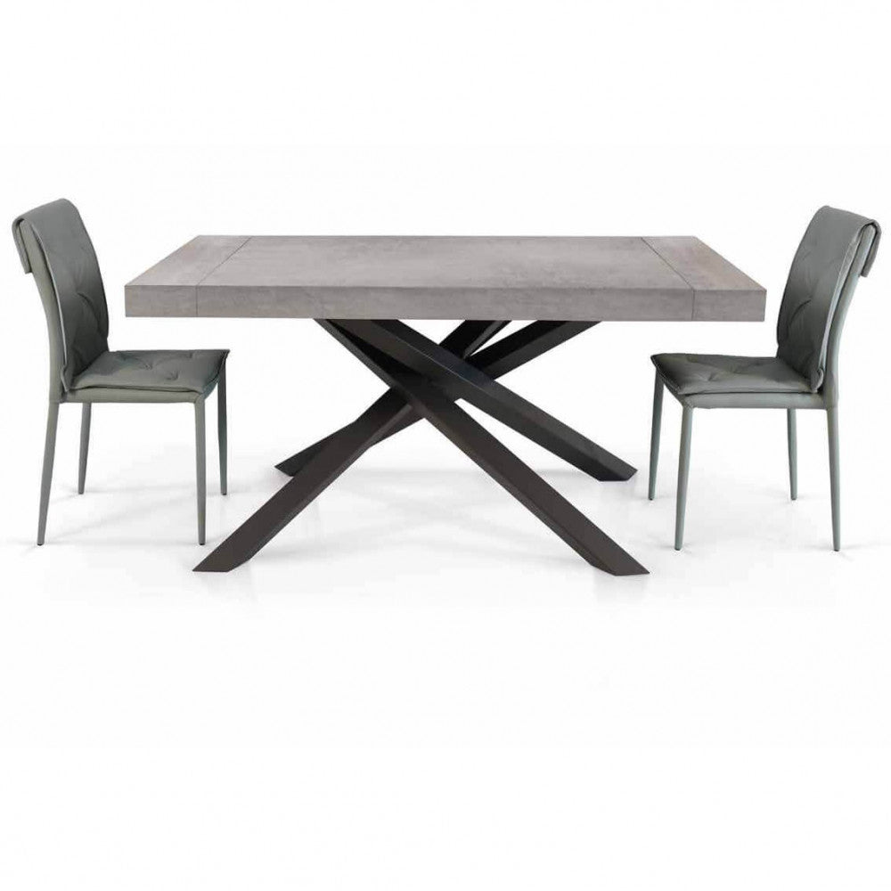 TAVOLO NOBILITATO STRUTTURA NERA PIANO GRIGIO
