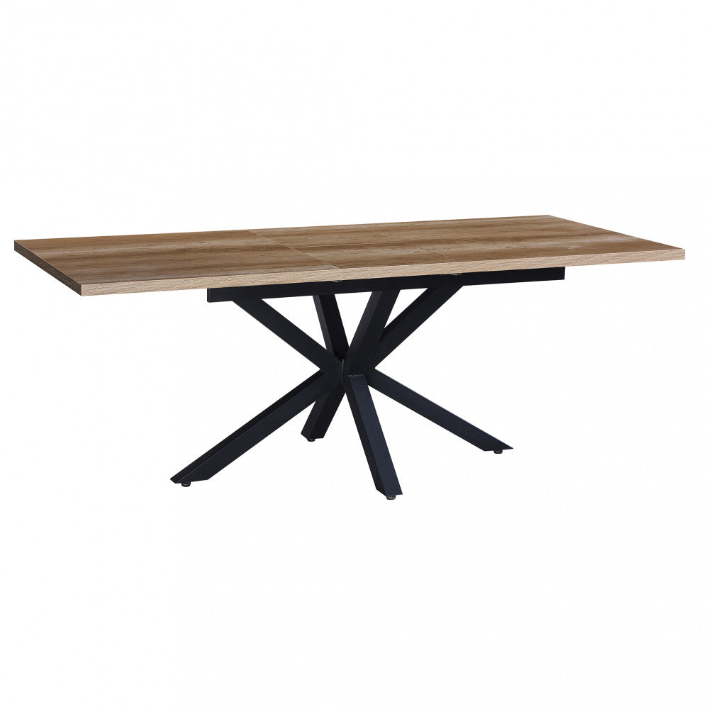 TAVOLO ALLUNGABILE GARFIELD NATURALE CON VENATURE STRUTTURA NERA 160/200 X 90