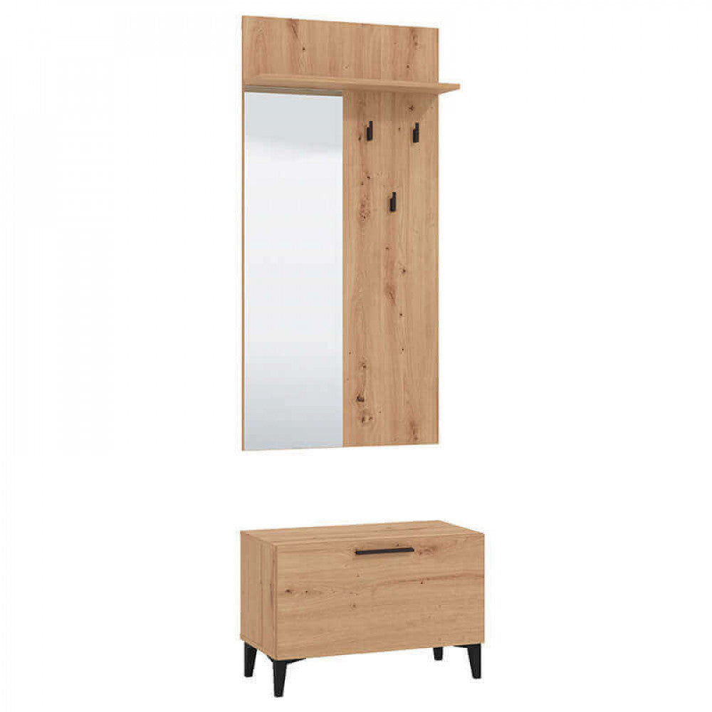 Dettaglio finitura rovere artigiano e bianco del mobile ingresso Terni by Albert