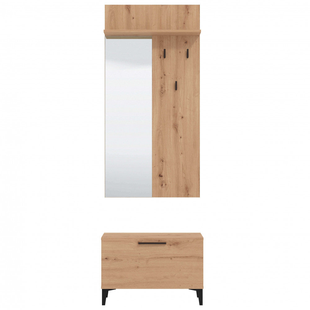 Ingresso Terni by Albert in rovere artigiano e bianco, mobile contenitore moderno per corridoio