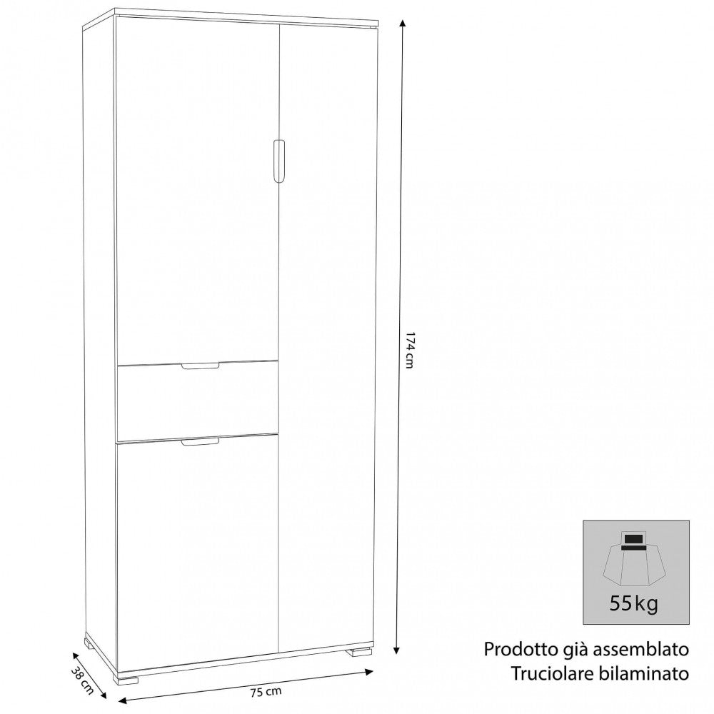 ARMADIO CON 3 ANTE E 1 CASSETTO NATURALE