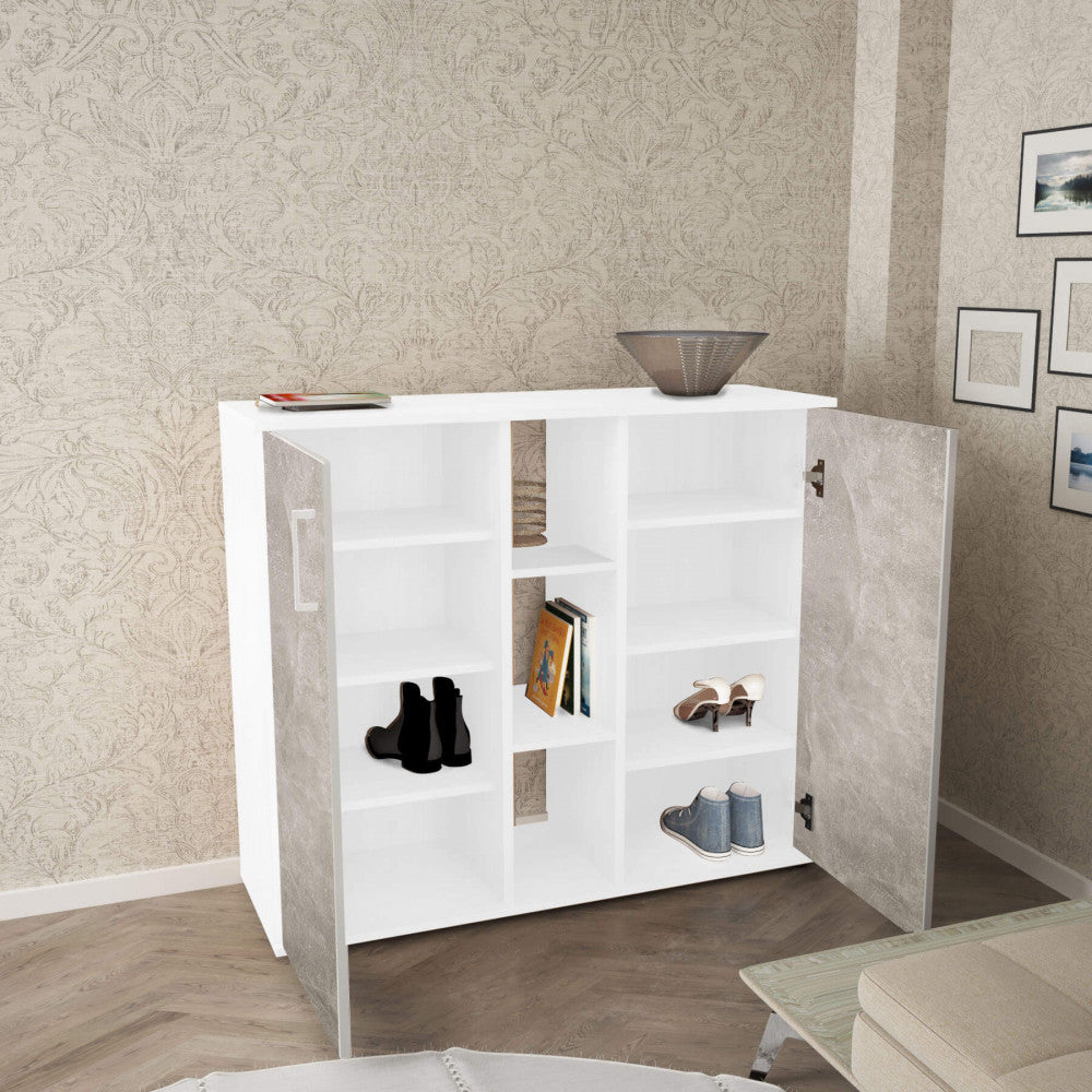 MOBILETTO 2 ANTA E 3 MENSOLE FRANK BIANCO E CEMENTO CHIARO