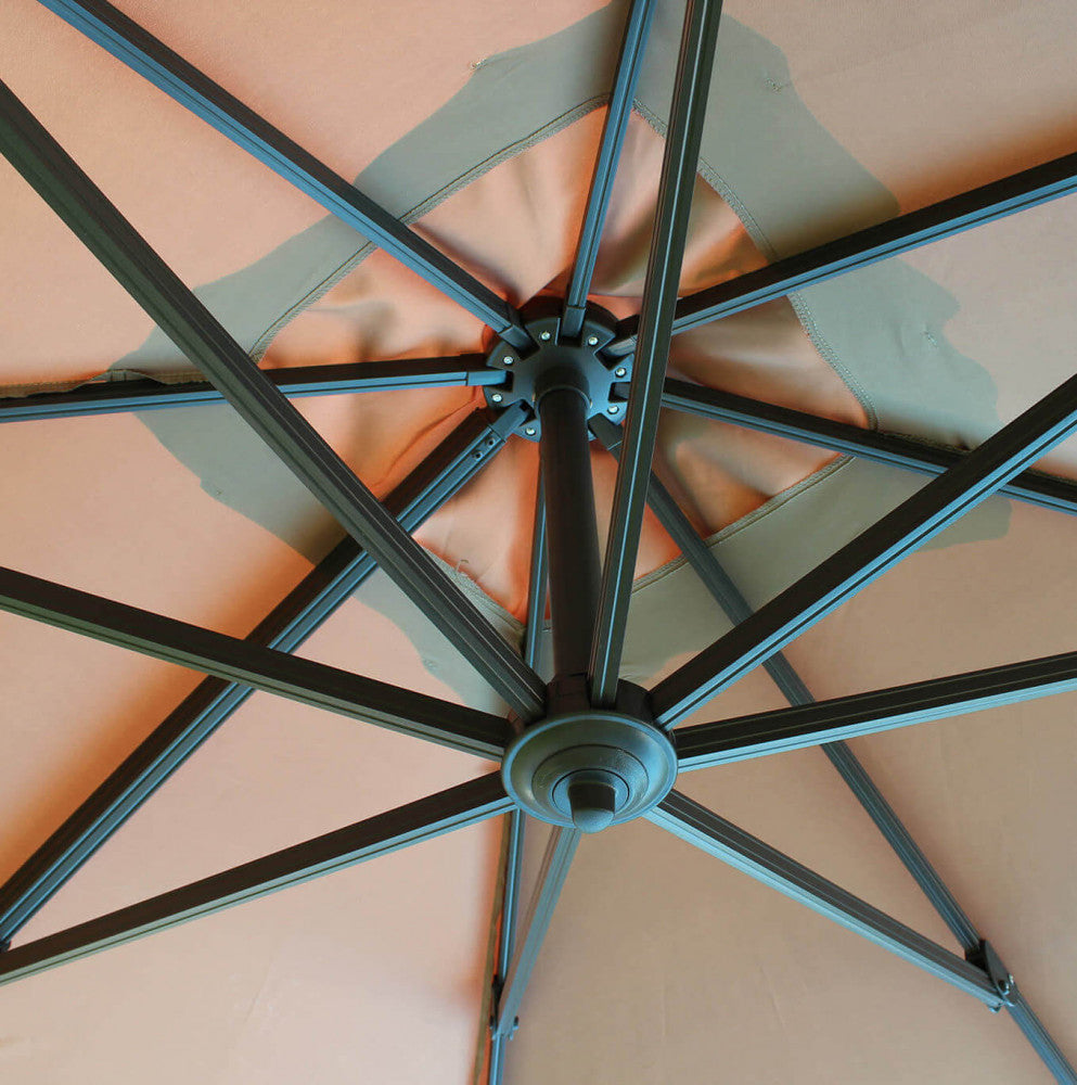 OMBRELLONE DOPPIO 3 X 3 ARCHIMEDE ANTRACITE TELO TAUPE