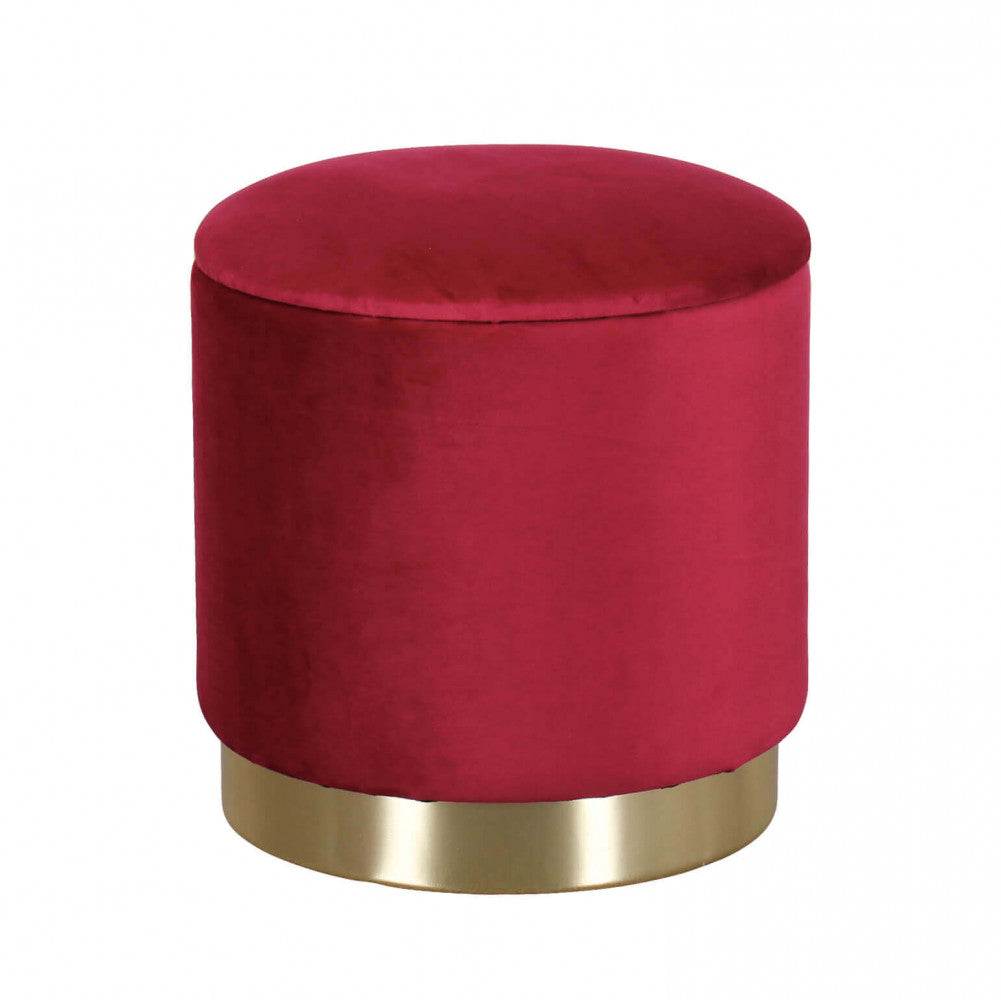POUF CONTENITORE ROTONDO IN VELLUTO BORDEAUX