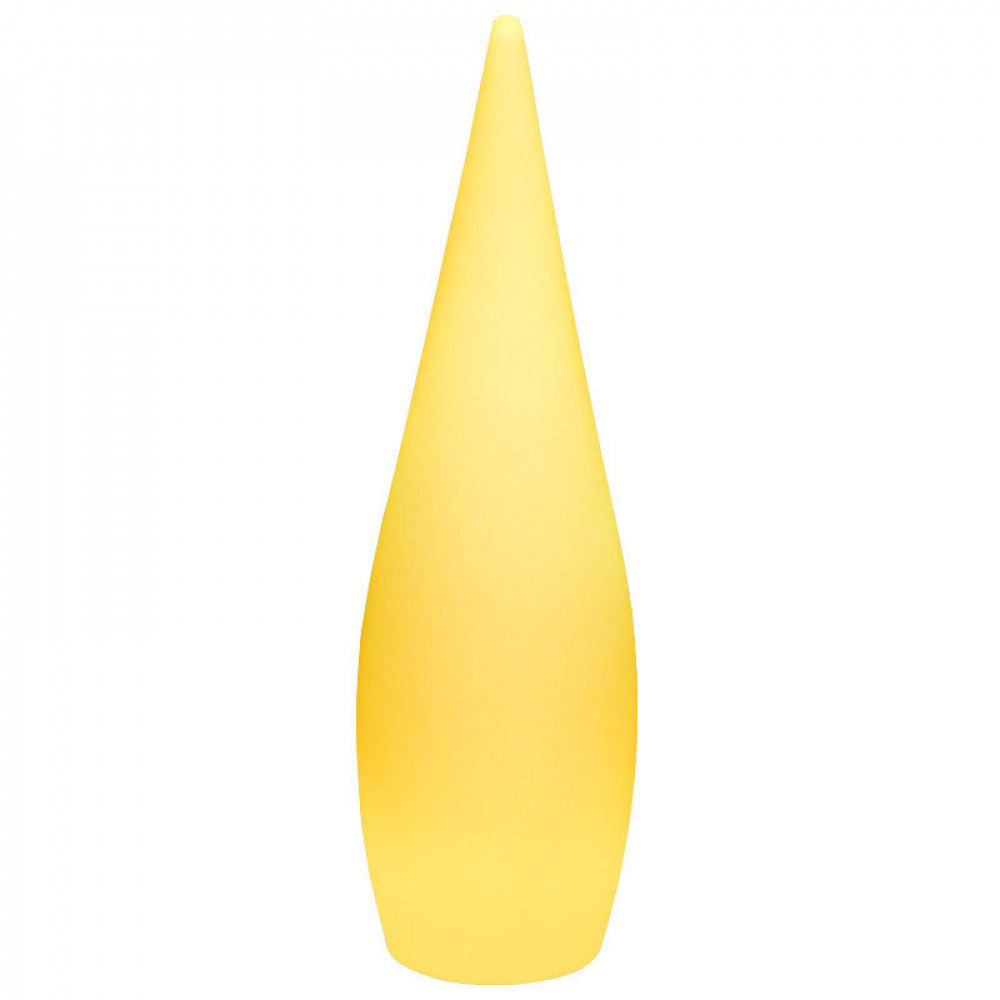 Dettaglio isolato della lampada scultorea a goccia Aquarius illuminata su sfondo bianco.