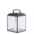 Lanterna Millicent Piccola con base in legno e corpo in metallo Antracite.