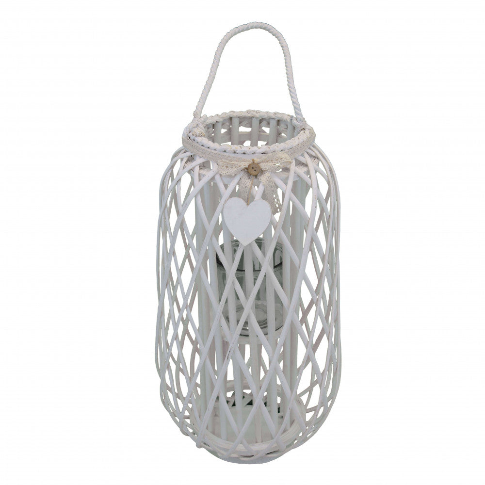lanterna floriane bianca vimini vetro grande 76 cm pizzo cuore arredo