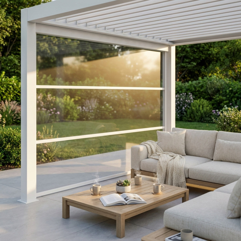 Laterale in PVC Trasparente Bianco per Pergola Lato 3 m - GA802189-BIAN