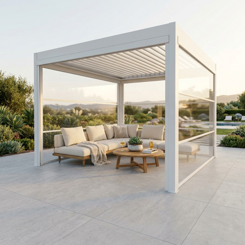 Laterale in PVC Trasparente Bianco per Pergola Lato 3 m - GA802189-BIAN - foto 2