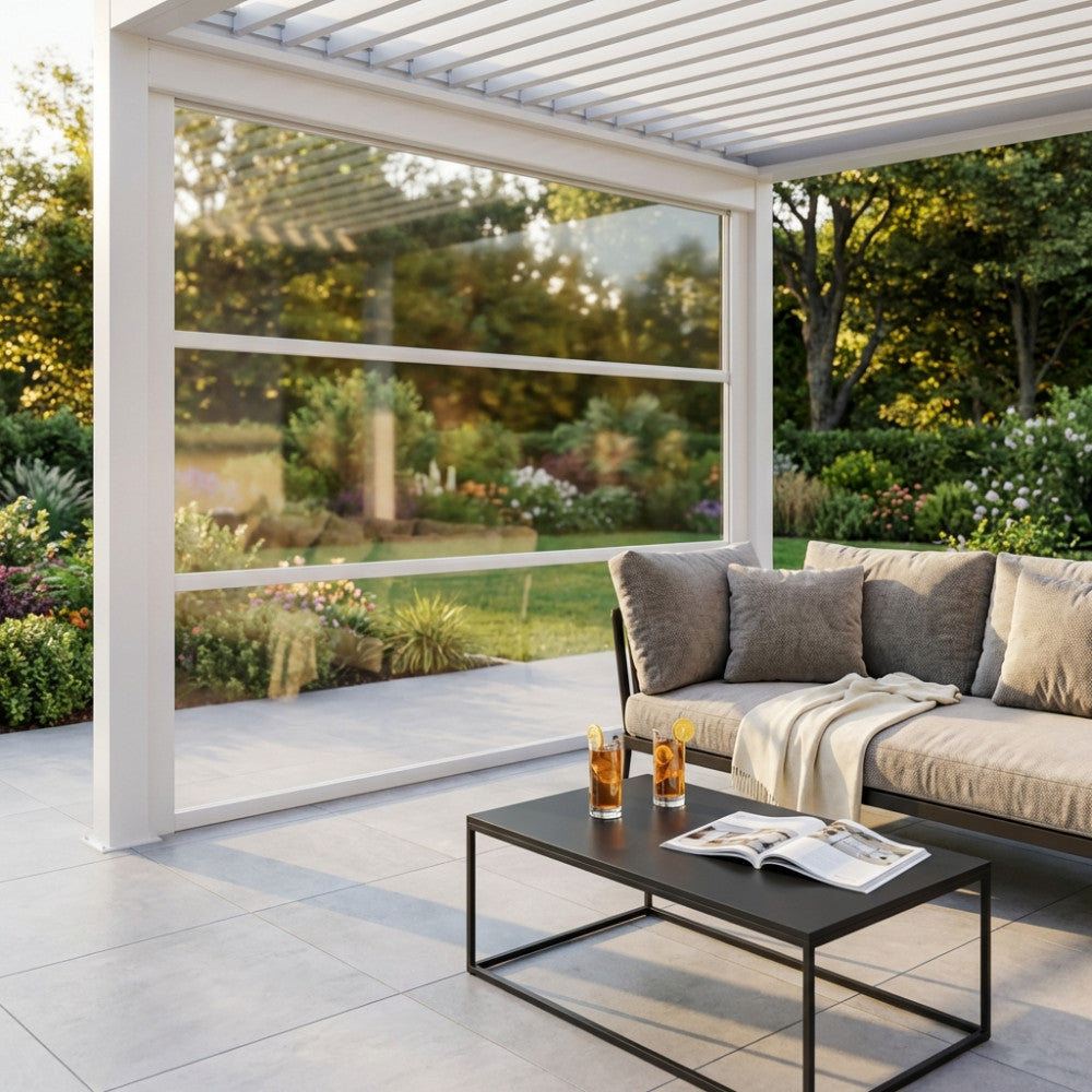 Laterale in PVC Trasparente Bianco per Pergola Lato 4 m - GA802190-BIAN - foto 2