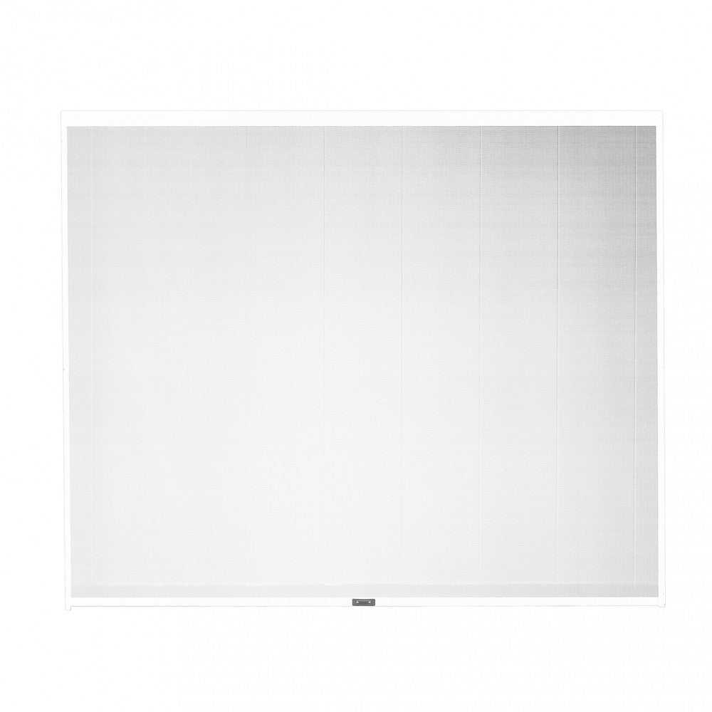 Vista frontale del pannello in textilene bianco, che mostra la trama tecnica e la finitura elegante del tessuto schermante.