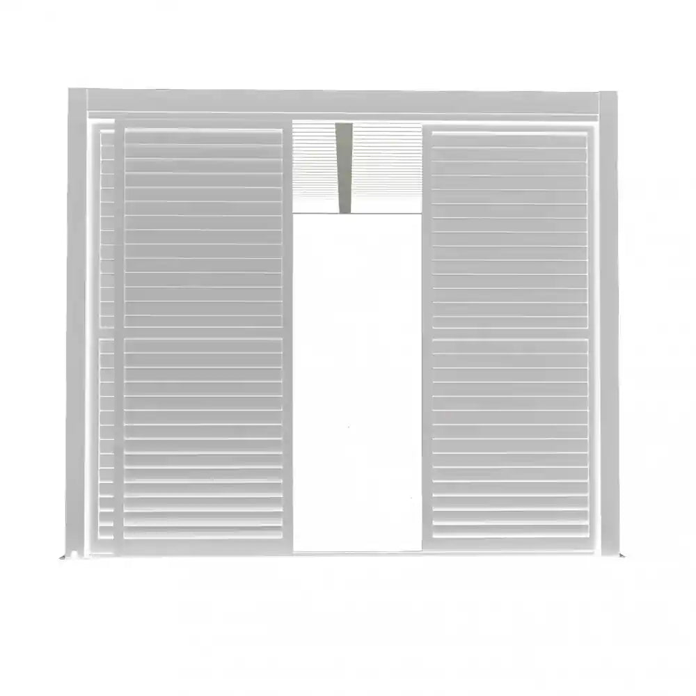 Dettaglio e apertura del Laterale scorrevole bianco 3 metri pergola bioclimatica