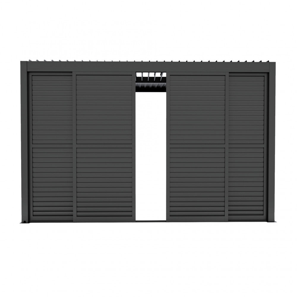 Pergola bioclimatica con laterale scorrevole a lamelle antracite 4m installato per protezione e privacy by Albert