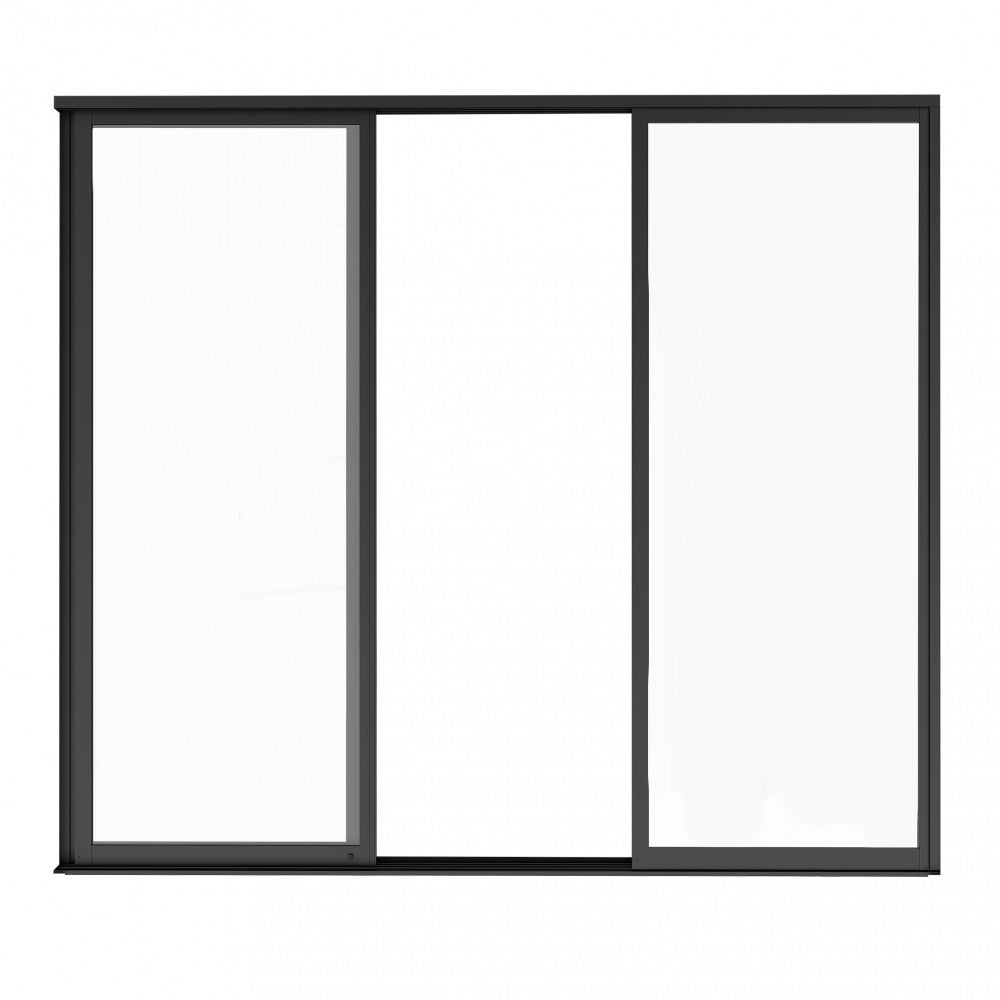 Dettaglio vetro temperato e profilo in alluminio antracite del laterale scorrevole per pergola bioclimatica by Albert