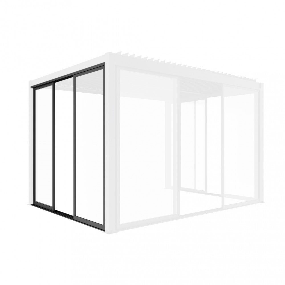Laterale scorrevole in vetro e alluminio antracite per pergola bioclimatica 3m by Albert