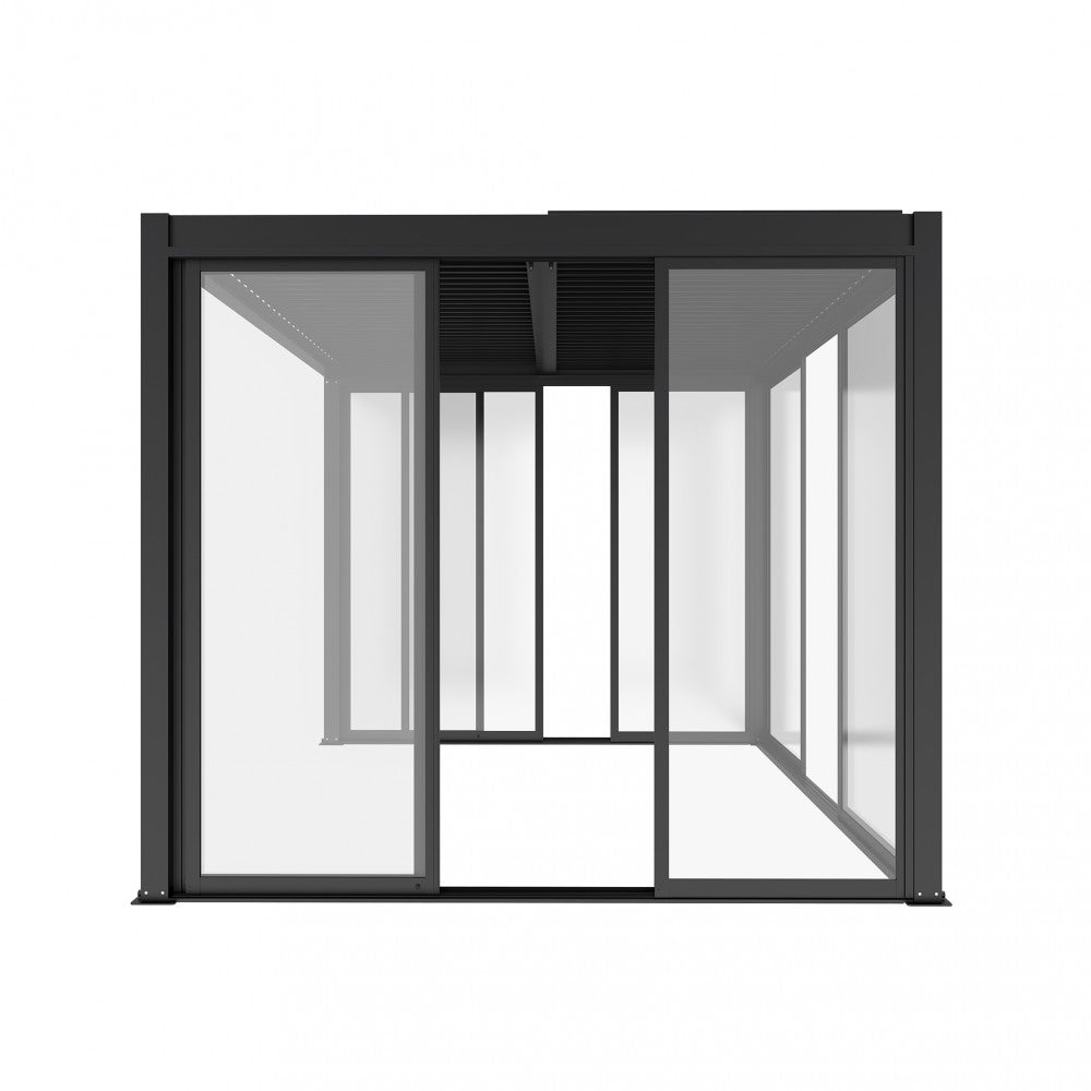Laterale scorrevole in vetro e alluminio antracite per pergola bioclimatica 3m by Albert