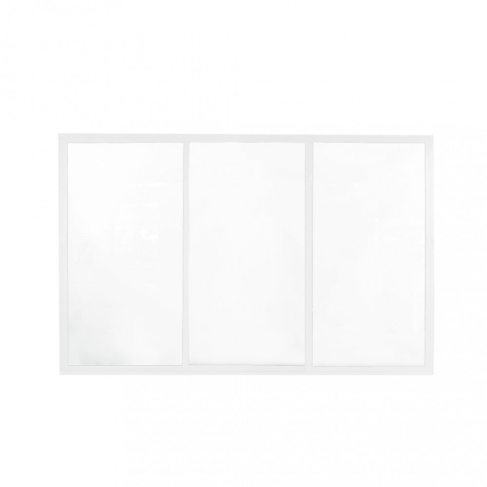 Dettaglio vetro temperato e profilo in alluminio bianco del laterale scorrevole per pergola bioclimatica by Albert