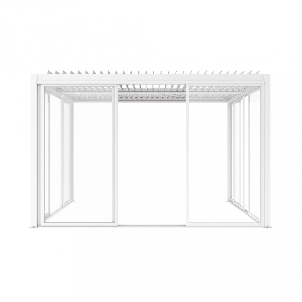 Laterale scorrevole in vetro e alluminio bianco per pergola bioclimatica 4m by Albert