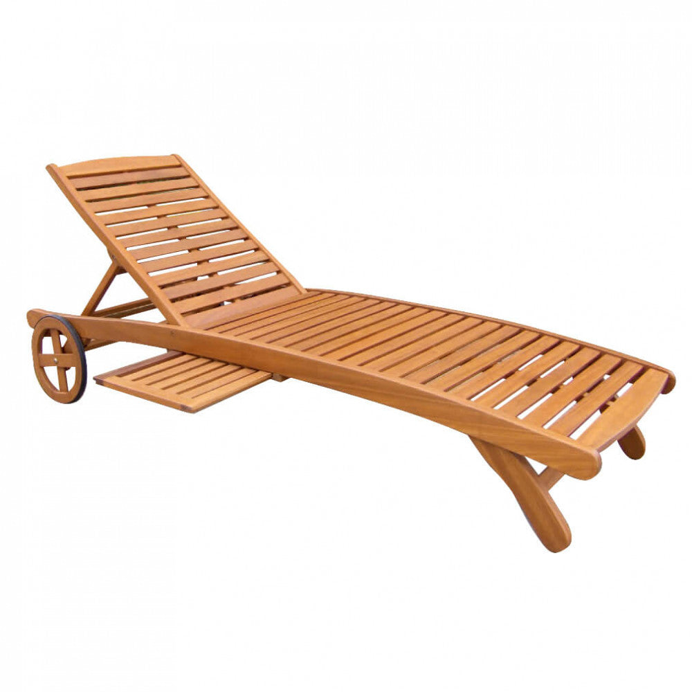Lettino outdoor Cosma con ruote posteriori in legno
