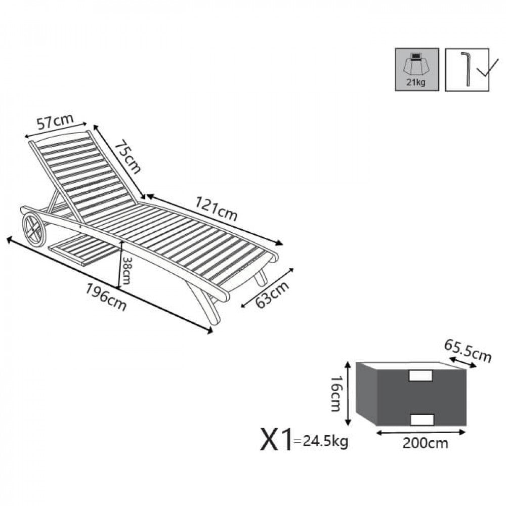 Schema tecnico con dimensioni del lettino Cosma AC805069