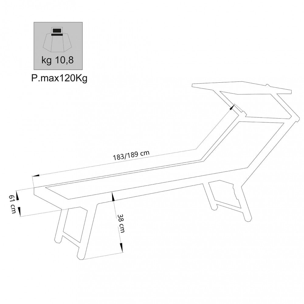 Lettino mare Rimini bianco con tettuccio regolabile, struttura in alluminio, posizionato su una spiaggia.