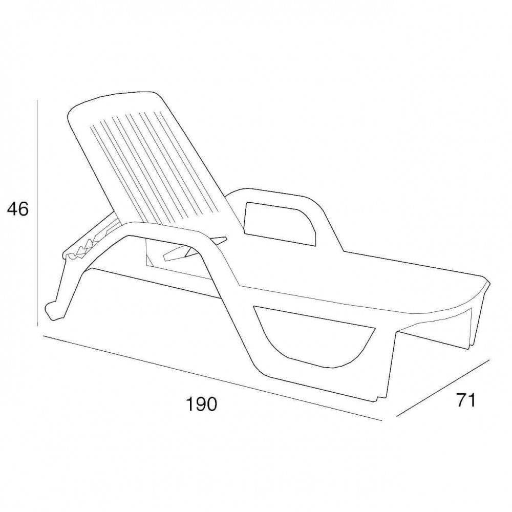 Lettino prendisole Zanzibar di colore bianco con ruote, realizzato in policarbonato, posizionato a bordo piscina.