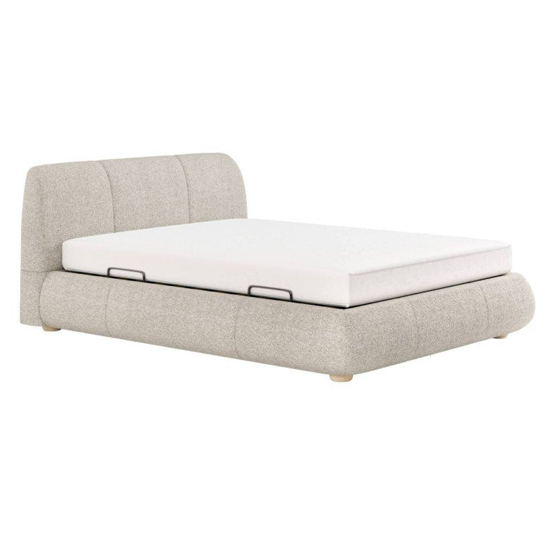 Letto imbottito Ovin 160x200 cm beige chiaro con contenitore - NN-OVI-FUR-BED-LIGGRE-678