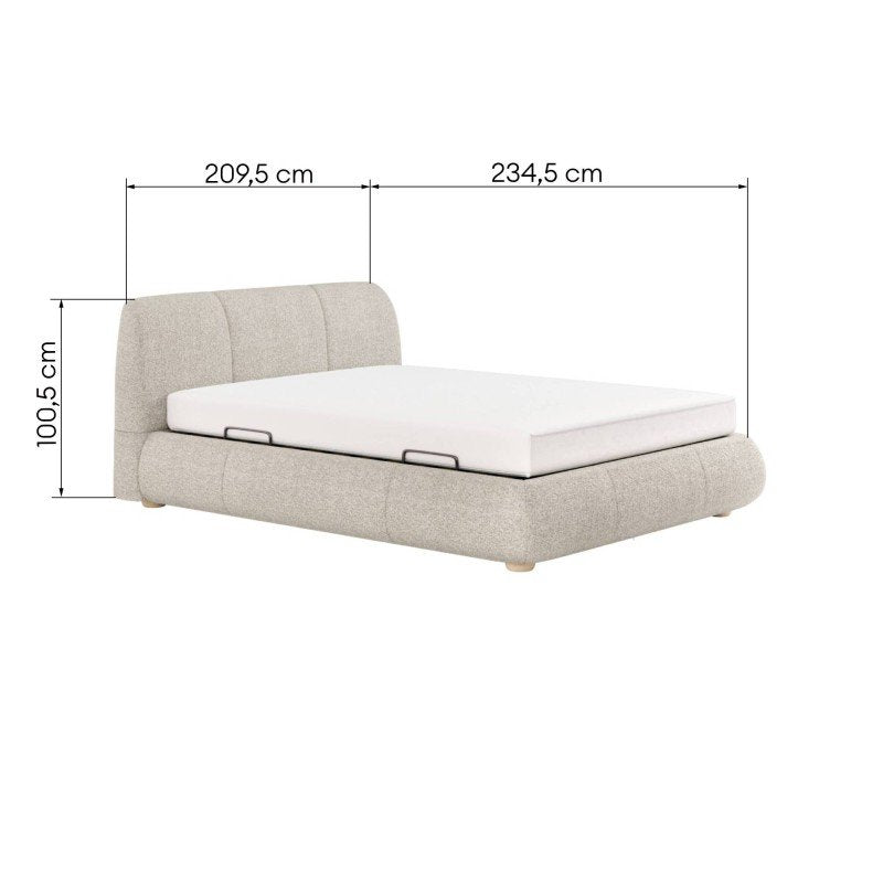 Letto imbottito Ovin 160x200 cm beige chiaro con contenitore - NN-OVI-FUR-BED-LIGGRE-678 - foto 3