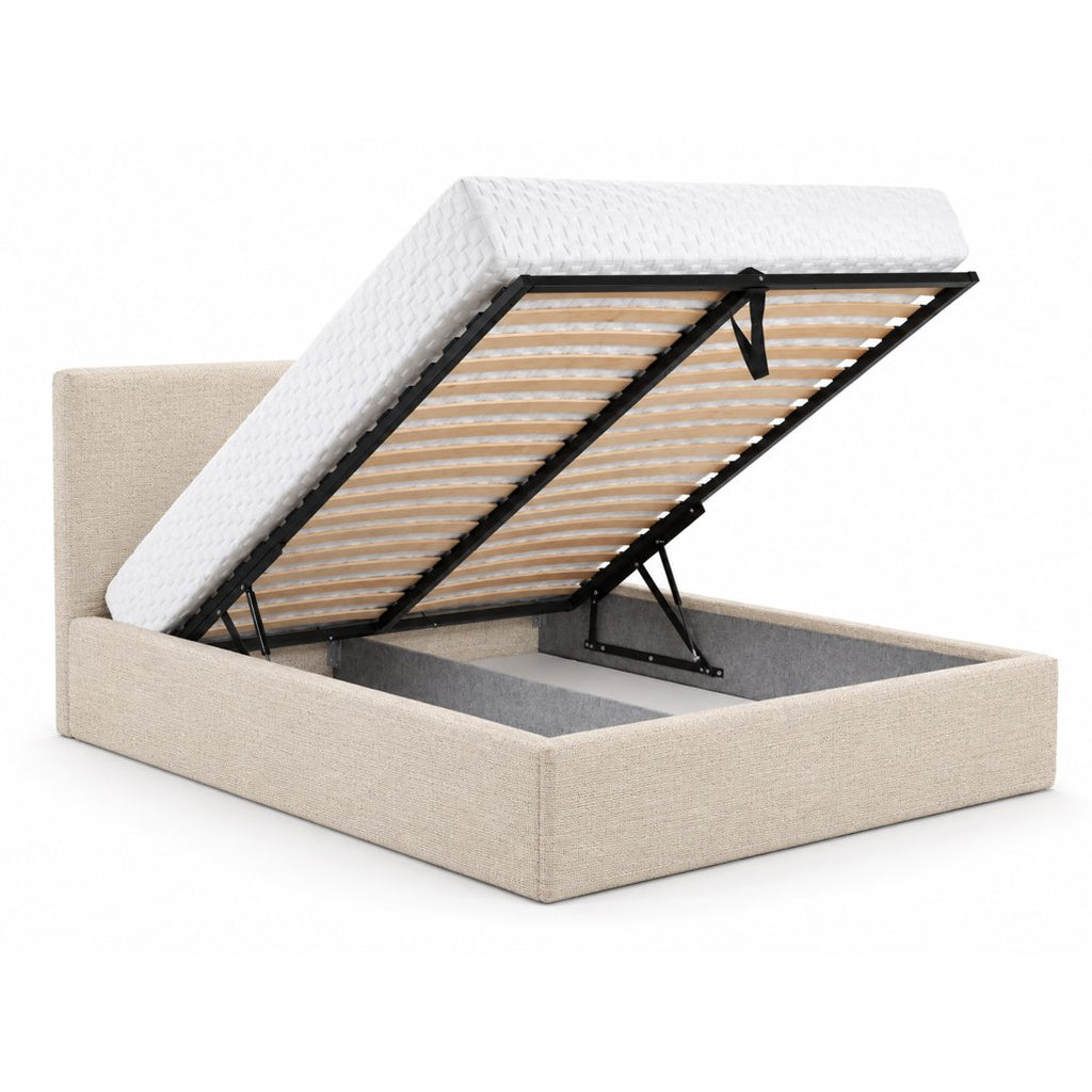 Letto imbottito Semplice 140x200 cm beige con contenitore - NN-SEM-FUR-BED-BEI-590 - foto 2