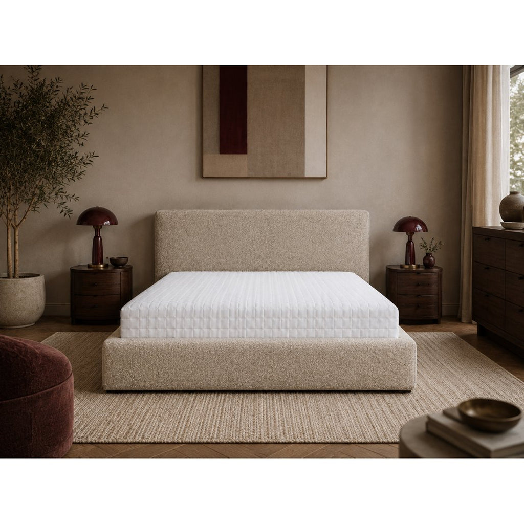 Letto imbottito Semplice 140x200 cm beige con contenitore - NN-SEM-FUR-BED-BEI-590 - foto 5