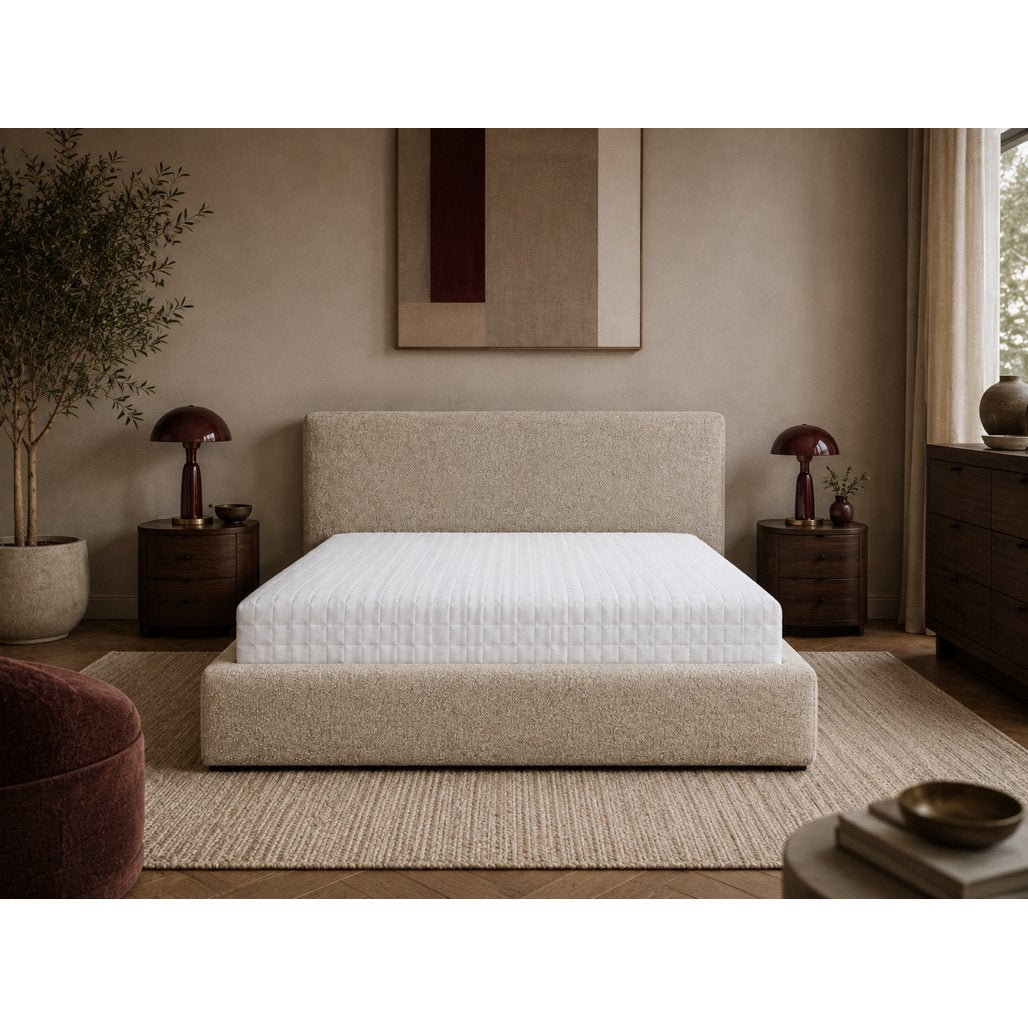 Letto imbottito Semplice 140x200 cm beige con contenitore - NN-SEM-FUR-BED-BEI-590 - foto 5