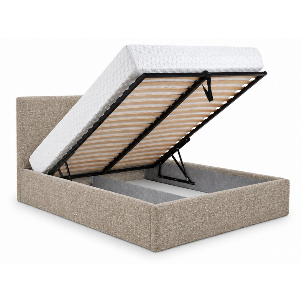 Letto imbottito Semplice 140x200 cm grigio beige con contenitore - NN-SEM-FUR-BED-GREBEI-596 - foto 2