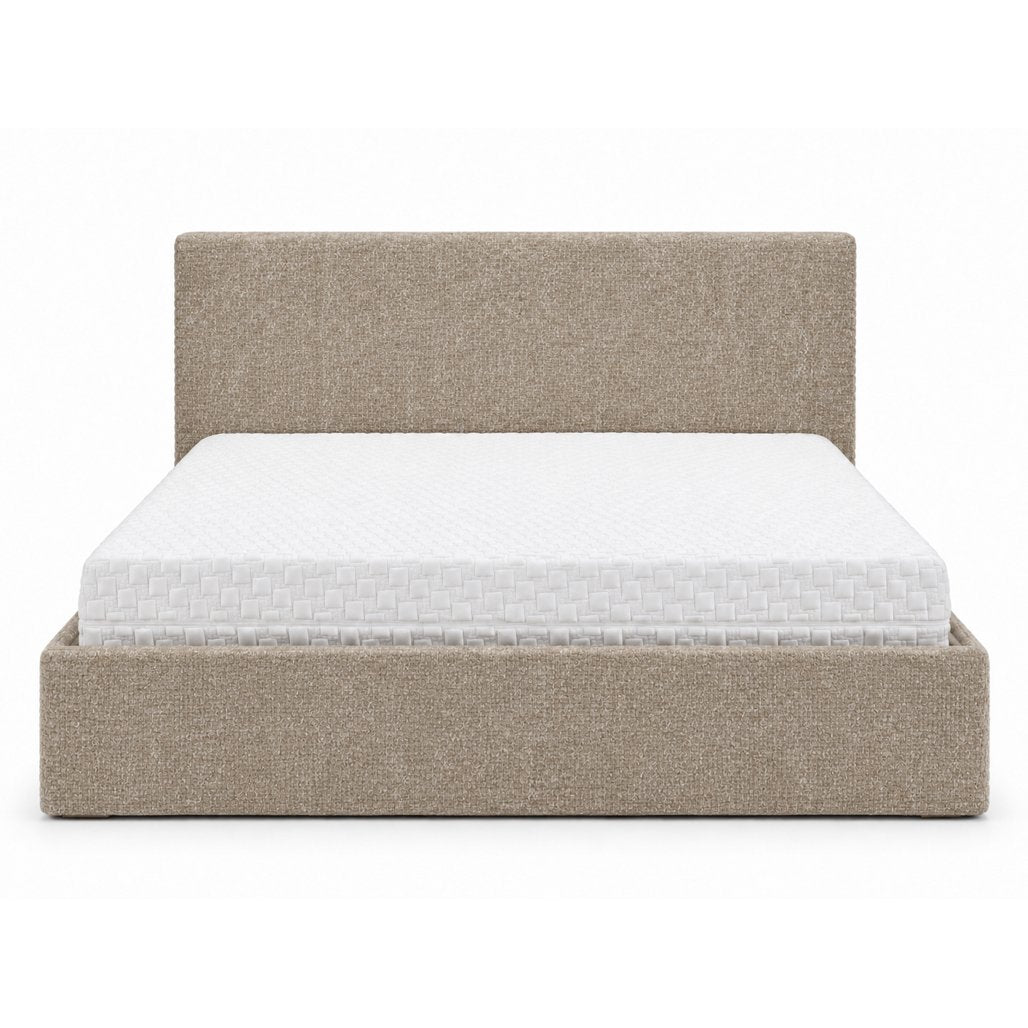 Letto imbottito Semplice 140x200 cm grigio beige con contenitore - NN-SEM-FUR-BED-GREBEI-596 - foto 5