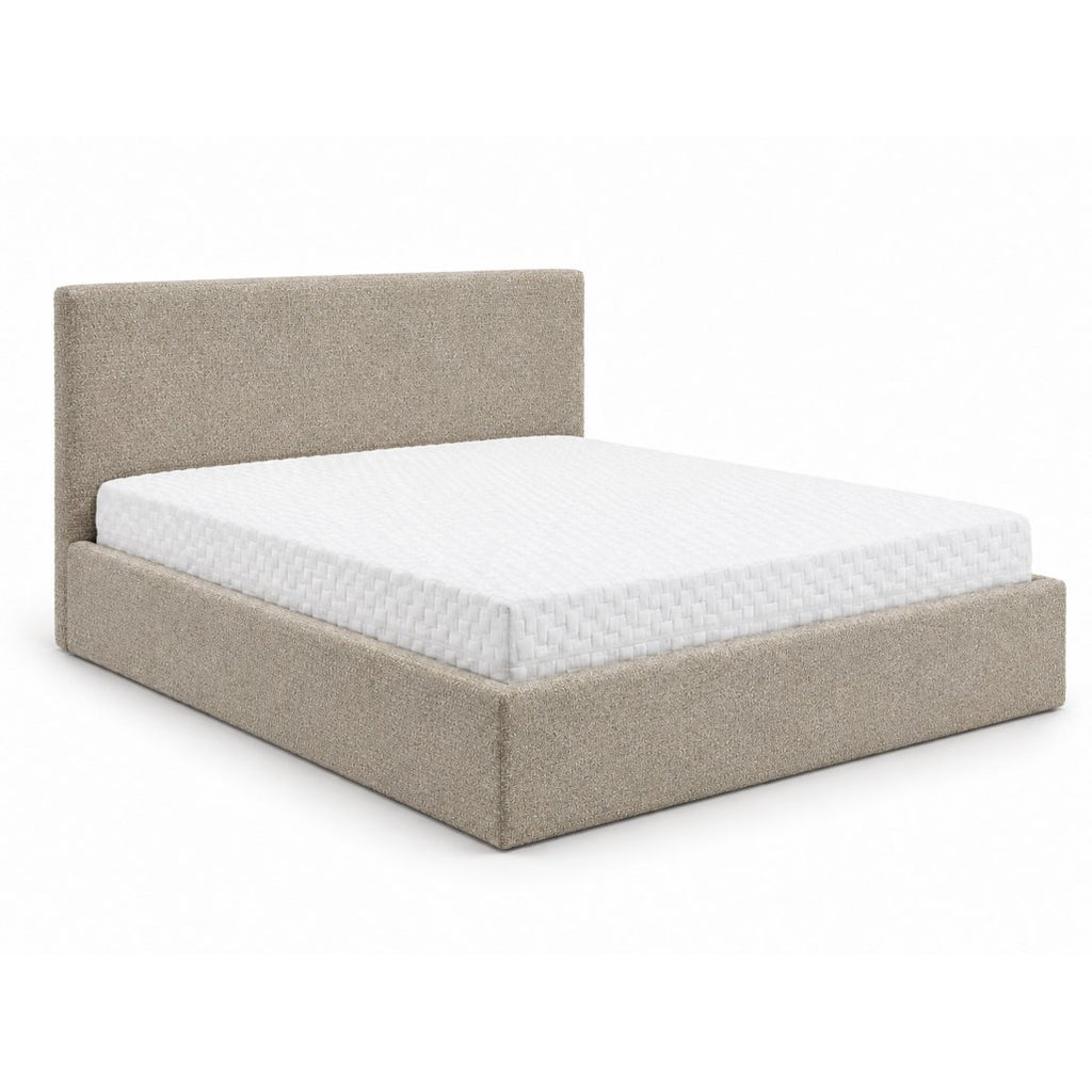 Letto imbottito Semplice 160x200 cm grigio beige con contenitore - NN-SEM-FUR-BED-GREBEI-597