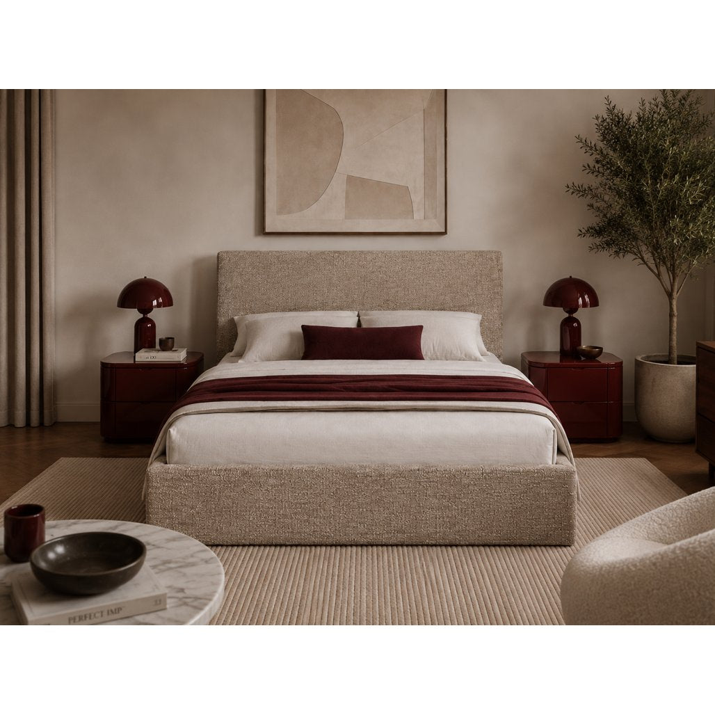 Letto imbottito Semplice 160x200 cm grigio beige con contenitore - NN-SEM-FUR-BED-GREBEI-597 - foto 2